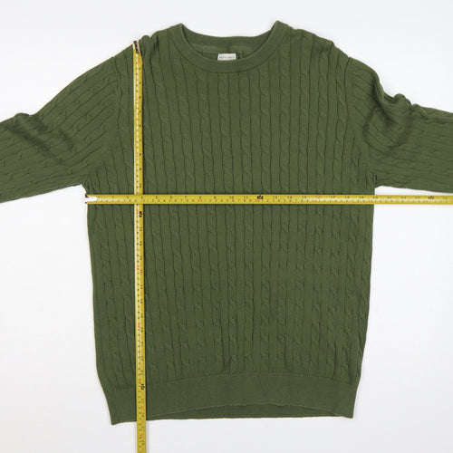 Racing Green Men’s Green L Cable-Knit Crew Neck Pullover Jumper