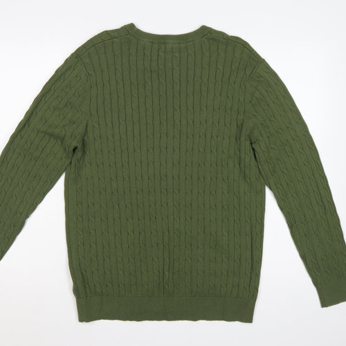 Racing Green Men’s Green L Cable-Knit Crew Neck Pullover Jumper
