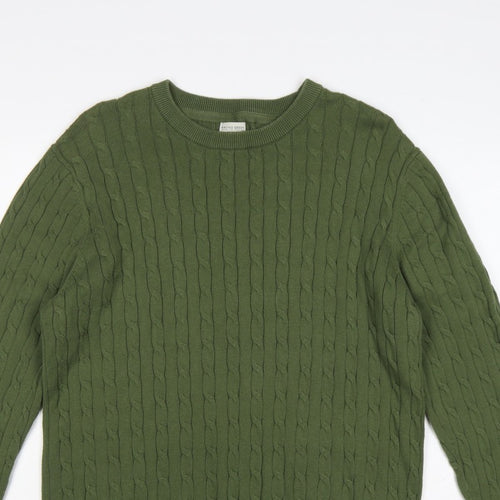 Racing Green Men’s Green L Cable-Knit Crew Neck Pullover Jumper