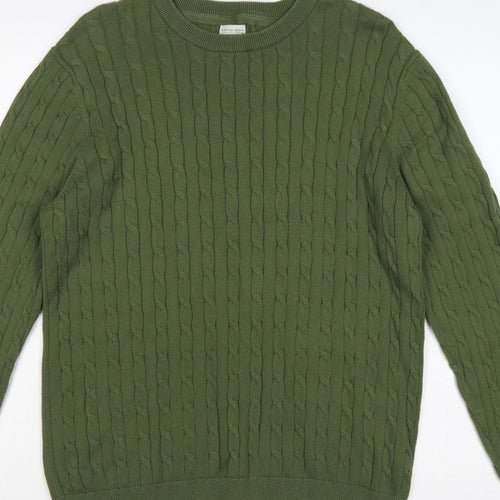 Racing Green Men’s Green L Cable-Knit Crew Neck Pullover Jumper