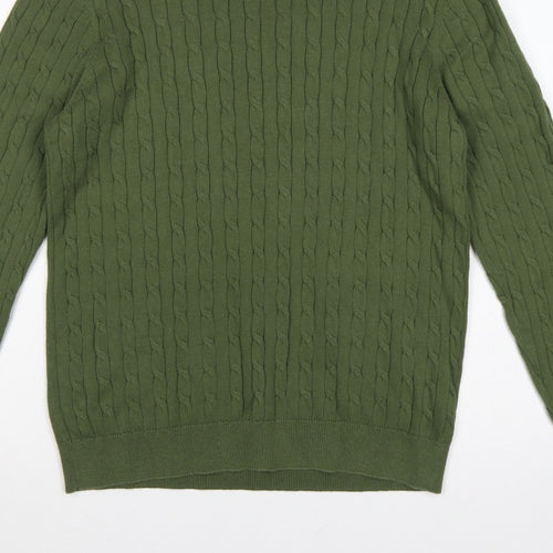 Racing Green Men’s Green L Cable-Knit Crew Neck Pullover Jumper