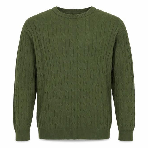 Racing Green Men’s Green L Cable-Knit Crew Neck Pullover Jumper