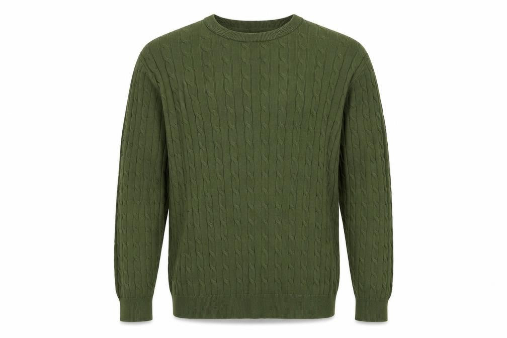 Racing Green Men’s Green L Cable-Knit Crew Neck Pullover Jumper