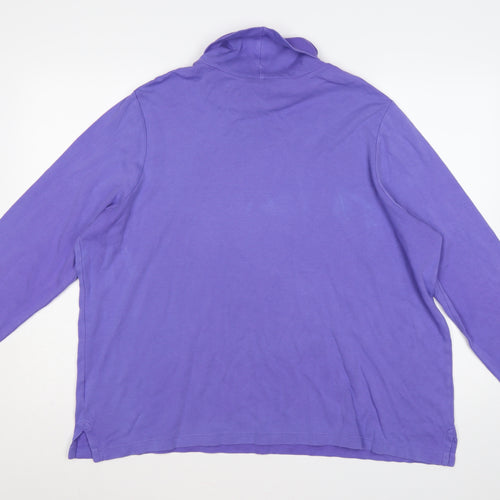Lands' End Women Purple UK 24/26 Basic Roll Neck Cotton Top