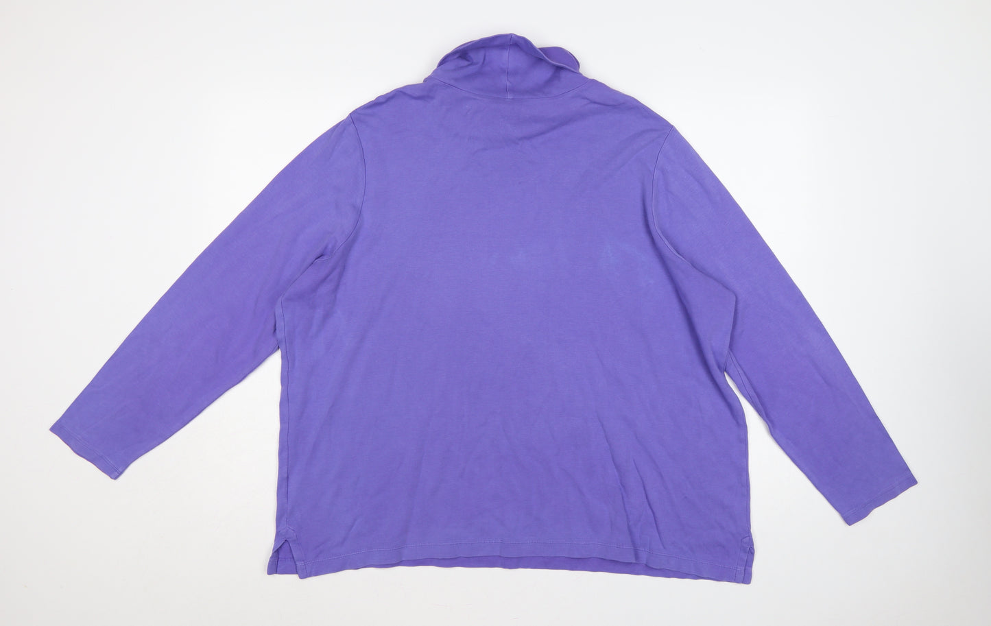 Lands' End Women Purple UK 24/26 Basic Roll Neck Cotton Top
