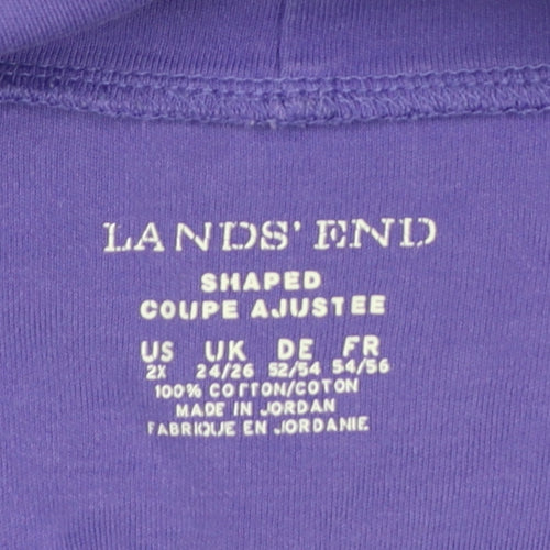 Lands' End Women Purple UK 24/26 Basic Roll Neck Cotton Top