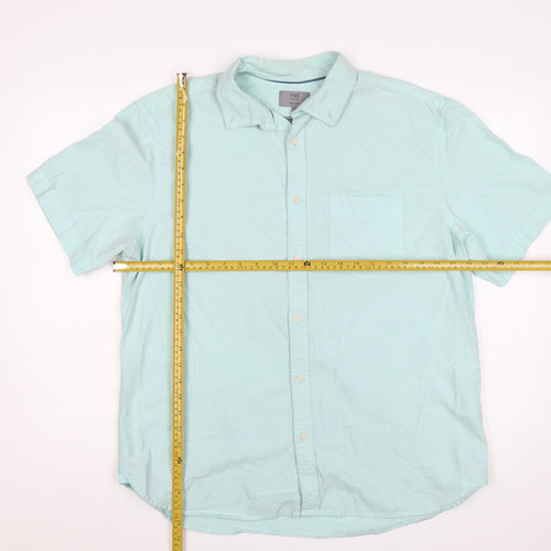Marks and Spencer Men Green L Regular Cotton Button-Down Shirt