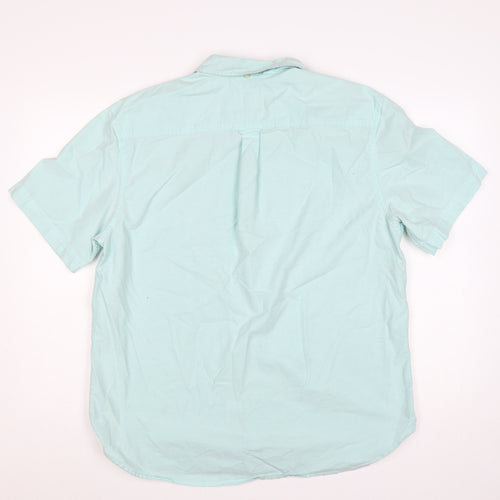 Marks and Spencer Men Green L Regular Cotton Button-Down Shirt