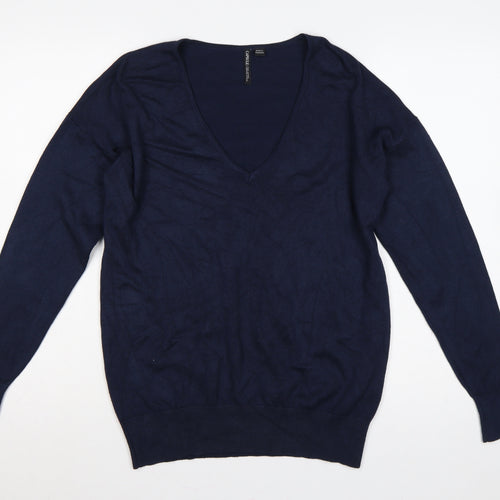 Capsule Women Blue UK 12 V-Neck Lightweight Knit Pullover Jumper