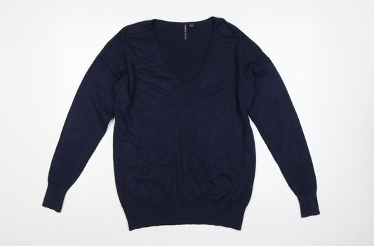 Capsule Women Blue UK 12 V-Neck Lightweight Knit Pullover Jumper