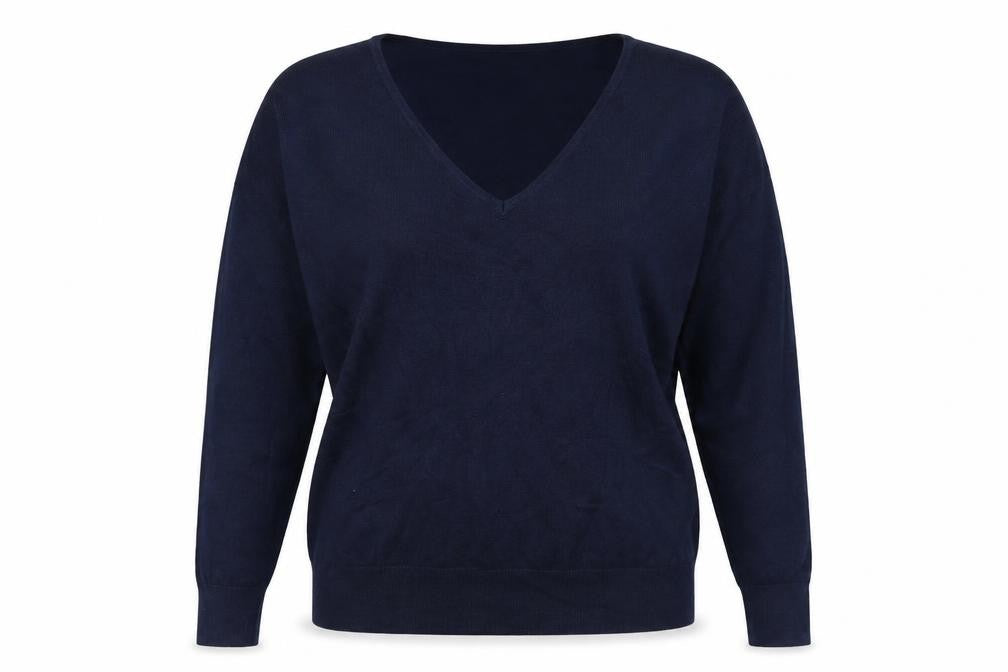 Front view of Capsule Women Blue UK 12 V-Neck Lightweight Knit jumper