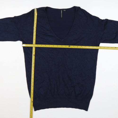 Capsule Women Blue UK 12 V-Neck Lightweight Knit Pullover Jumper