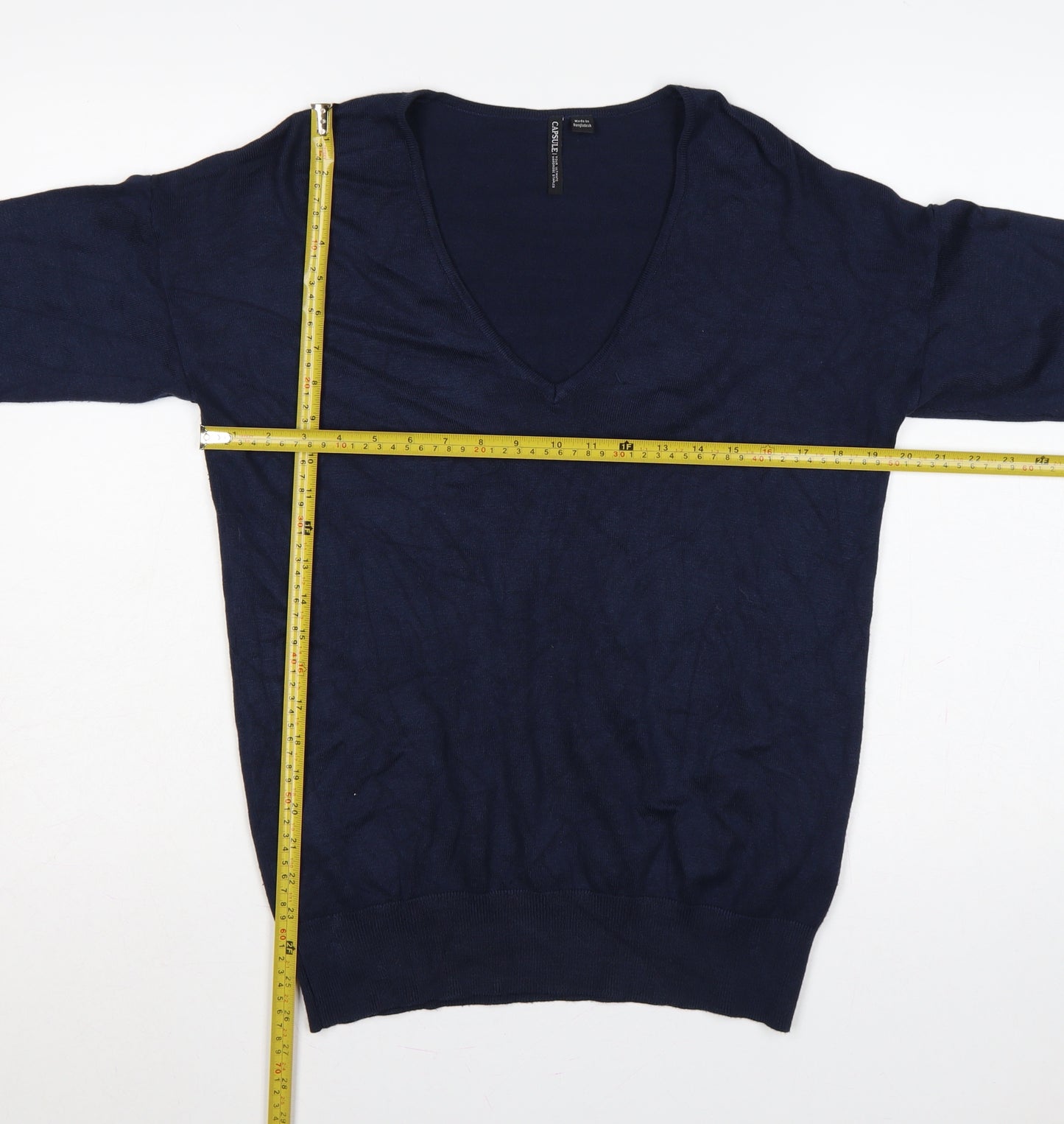 Capsule Women Blue UK 12 V-Neck Lightweight Knit Pullover Jumper