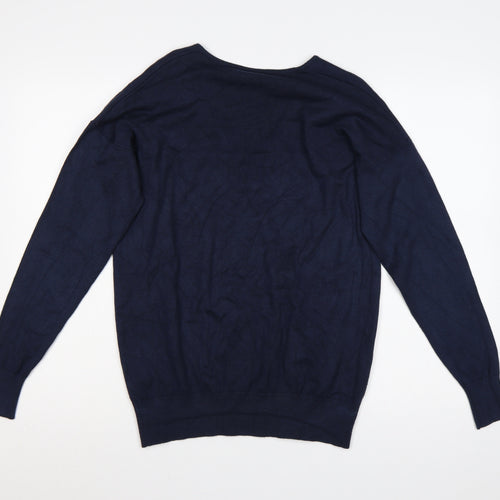 Capsule Women Blue UK 12 V-Neck Lightweight Knit Pullover Jumper