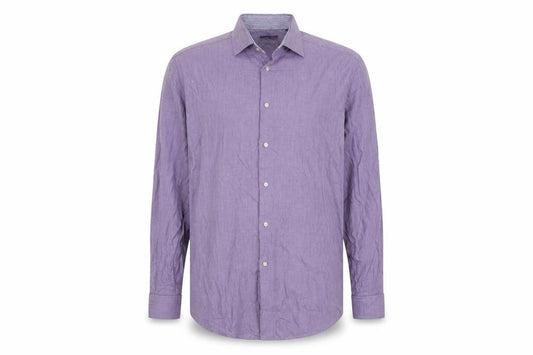 Next Men's Purple 16.5 Regular Fit Cotton Linen Formal Dress Shirt