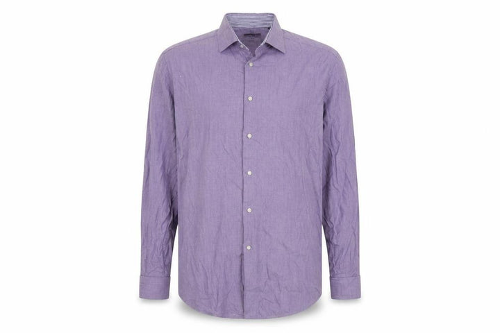 Next Men's Purple 16.5 Regular Fit Cotton Linen Formal Dress Shirt