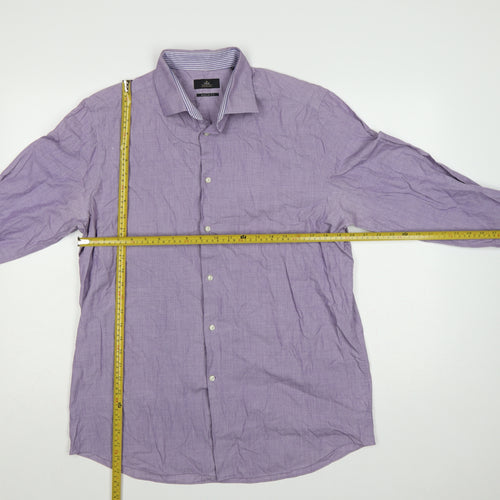 Next Men's Purple 16.5 Regular Fit Cotton Linen Formal Dress Shirt