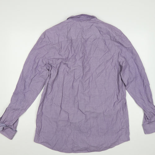 Next Men's Purple 16.5 Regular Fit Cotton Linen Formal Dress Shirt
