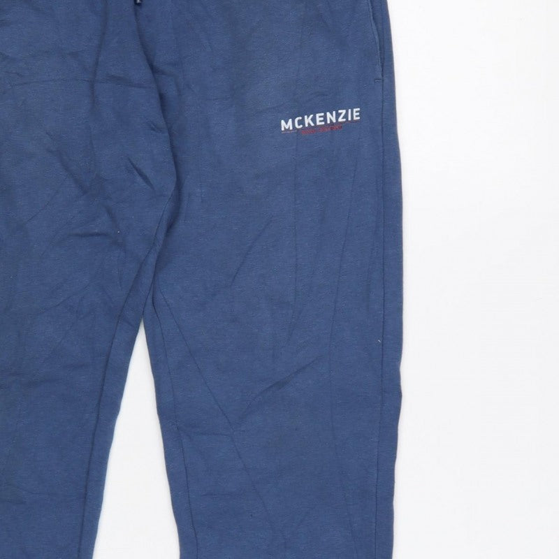 McKenzie Men’s Blue M Logo Cuffed Drawstring Jogger Sweatpants