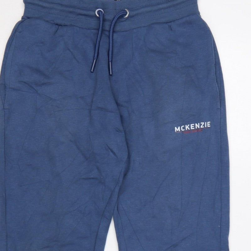 McKenzie Men’s Blue M Logo Cuffed Drawstring Jogger Sweatpants