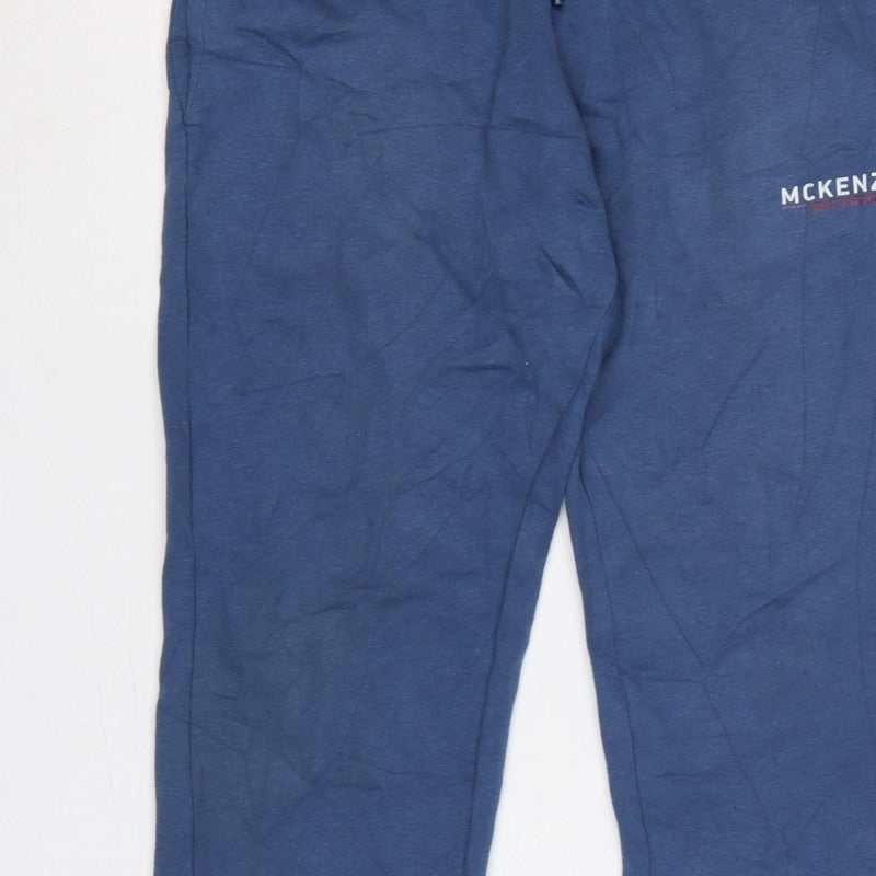 McKenzie Men’s Blue M Logo Cuffed Drawstring Jogger Sweatpants