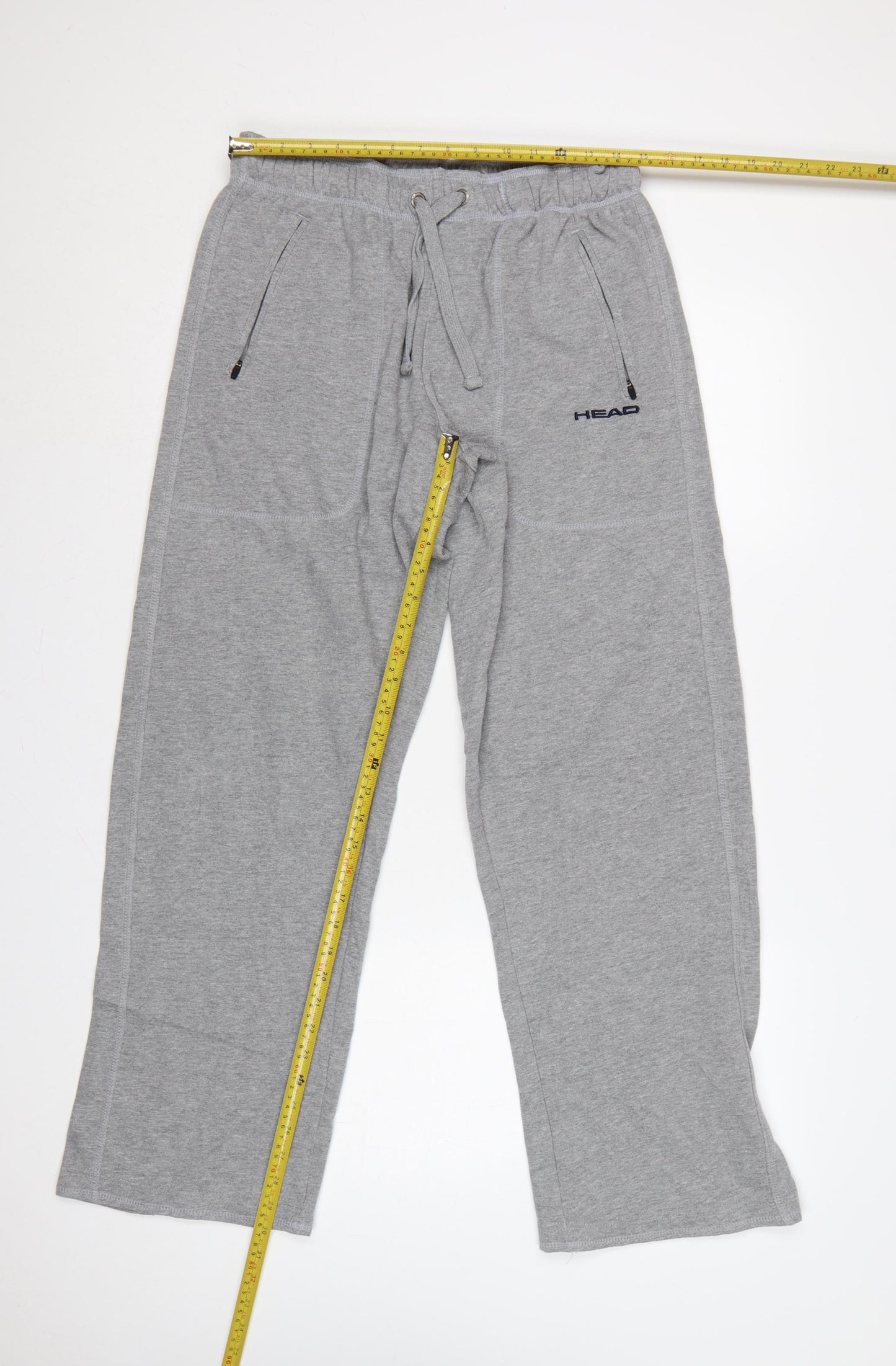 Head Mens Grey L Fleece Sweatpants Drawstring Zip Pocket Trousers