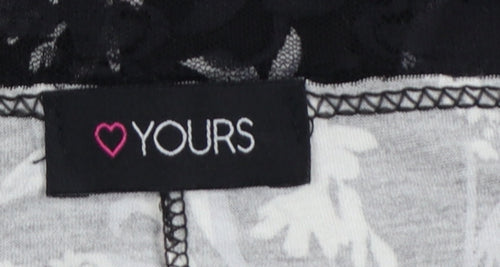 Yours Women Black Floral Lace Jersey Tunic Blouse Size 22