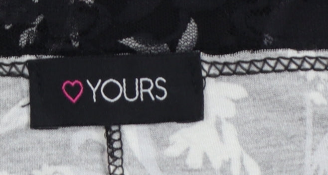 Yours Women Black Floral Lace Jersey Tunic Blouse Size 22