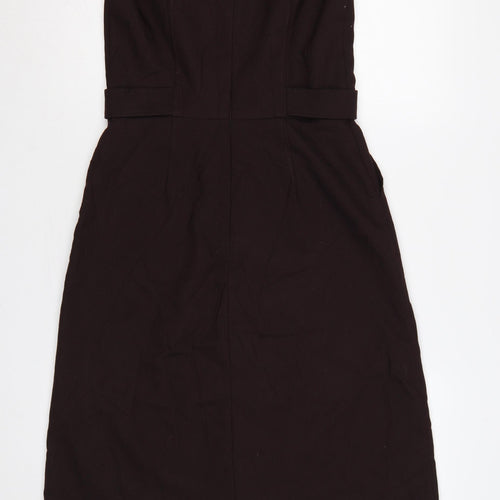 Oasis Women Black UK 10 Sleeveless Midi Sheath Belted Utility Dress
