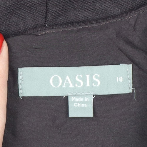 Oasis Women Black UK 10 Sleeveless Midi Sheath Belted Utility Dress