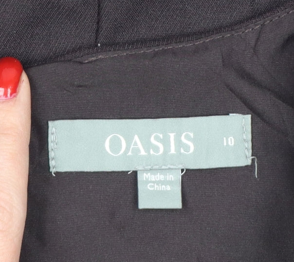 Oasis Women Black UK 10 Sleeveless Midi Sheath Belted Utility Dress