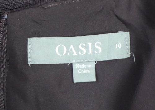 Oasis Women Black UK 10 Sleeveless Midi Sheath Belted Utility Dress