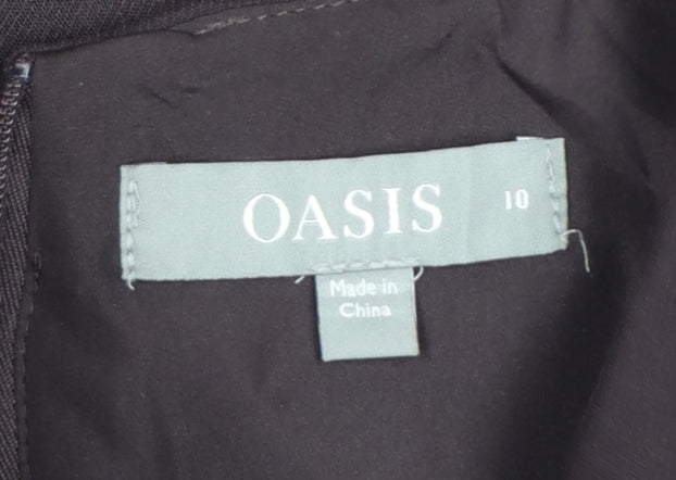 Oasis Women Black UK 10 Sleeveless Midi Sheath Belted Utility Dress