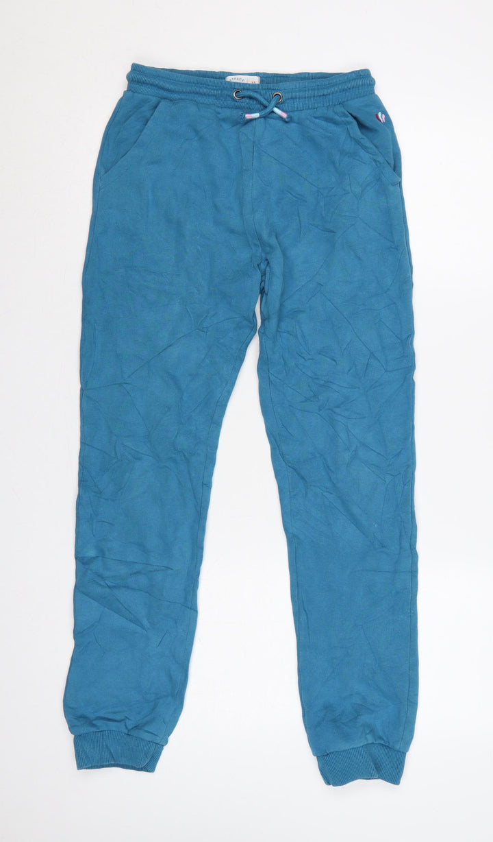 FatFace Girls Blue Size 13 Jogger Sweatpants Drawstring Cotton Blend
