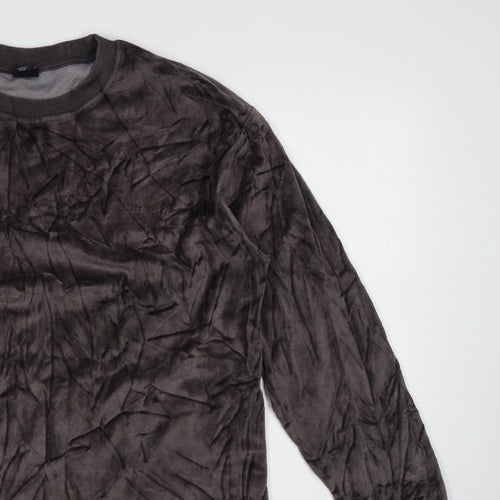 Urban Outfitters Men Grey L Crushed Velvet Crew Neck Pullover Sweatshirt
