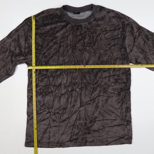 Urban Outfitters Men Grey L Crushed Velvet Crew Neck Pullover Sweatshirt