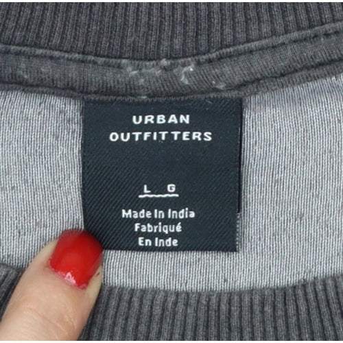 Urban Outfitters Men Grey L Crushed Velvet Crew Neck Pullover Sweatshirt