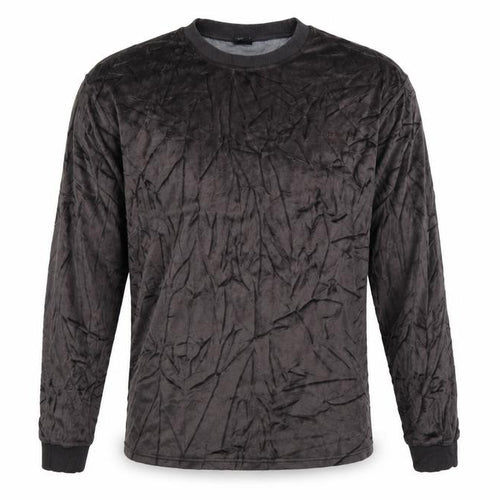 Urban Outfitters Men Grey L Crushed Velvet Crew Neck Pullover Sweatshirt