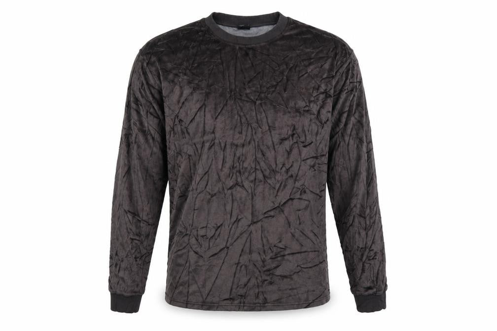 Urban Outfitters Men Grey L Crushed Velvet Crew Neck Pullover Sweatshirt