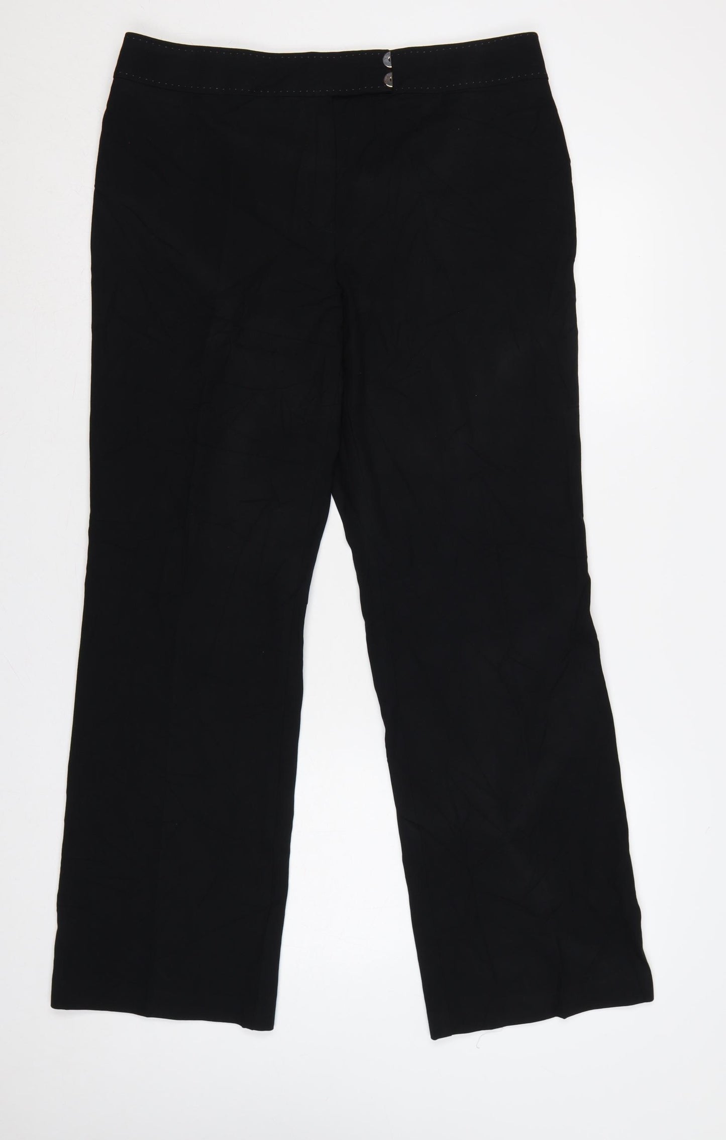 Marks & Spencer Women Black UK 16 Straight Leg Lined Trousers