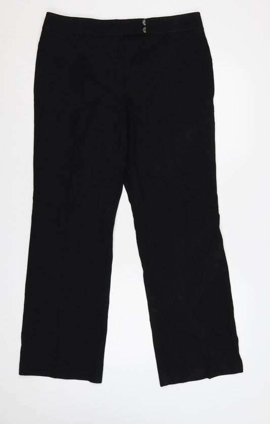 Marks & Spencer Women Black UK 16 Straight Leg Lined Trousers