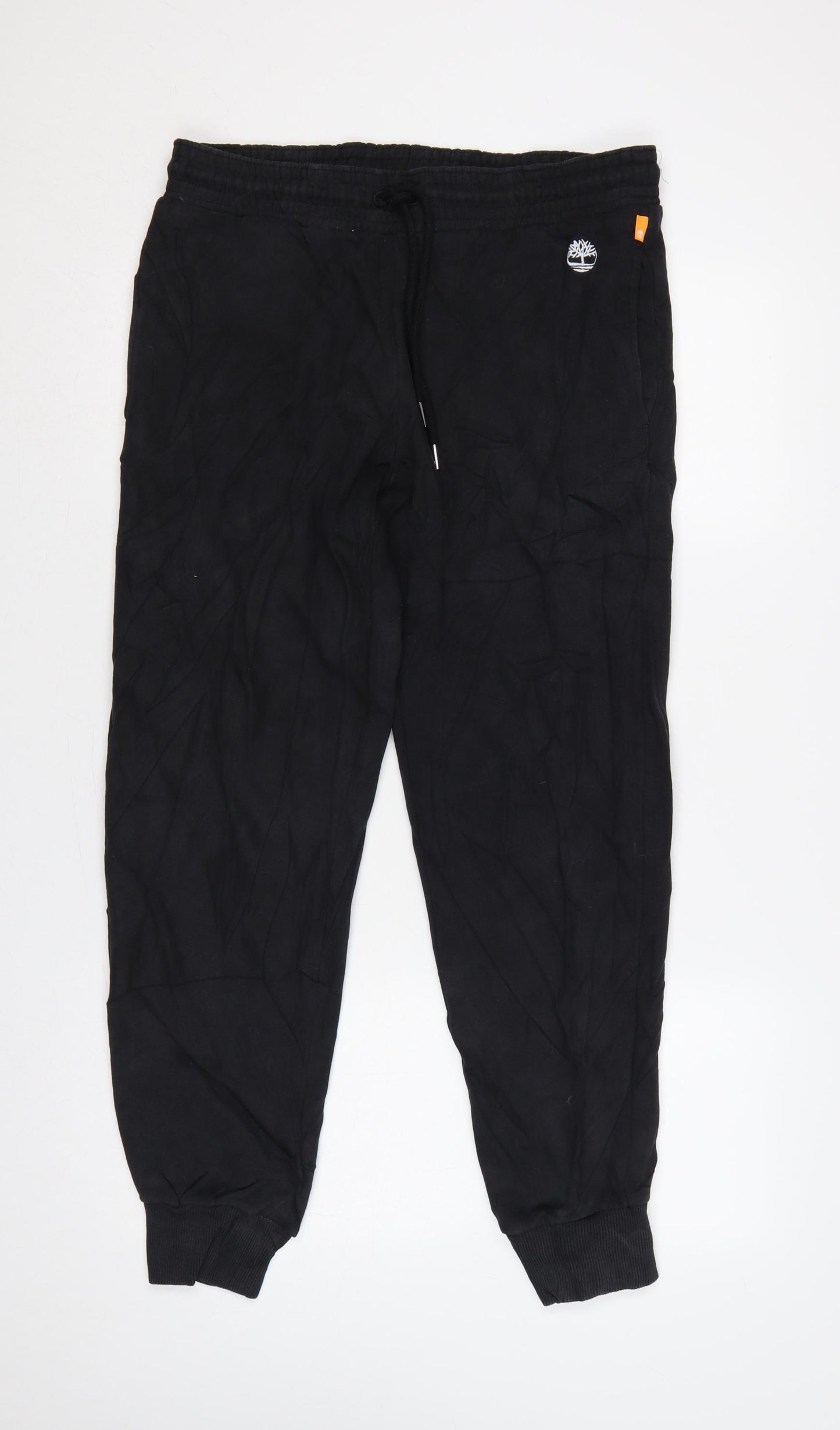 Timberland Men Black M Jogger Sweatpants Logo Drawstring Cuffed