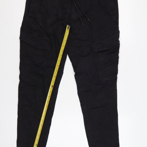 Pull&Bear Men’s Black M Cargo Jogger Trousers Drawstring