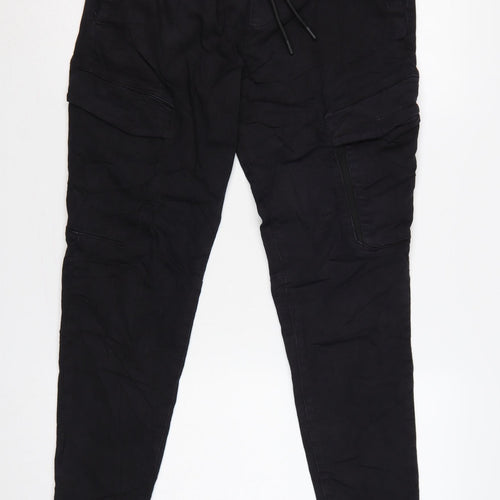 Pull&Bear Men’s Black M Cargo Jogger Trousers Drawstring
