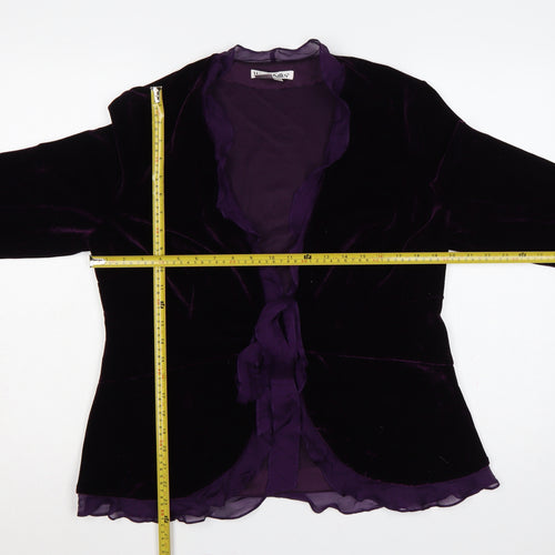 WinterSilks Women Purple L Velvet Ruffle Tie Wrap Blouse