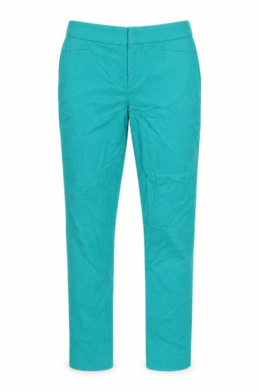 Front view of Ecru Women’s Blue UK 8 Slim Tapered Cotton Trousers