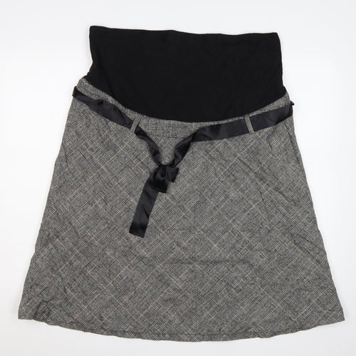 H&M Mama Women’s Grey Check Maternity A-Line Knee Length Skirt UK 16