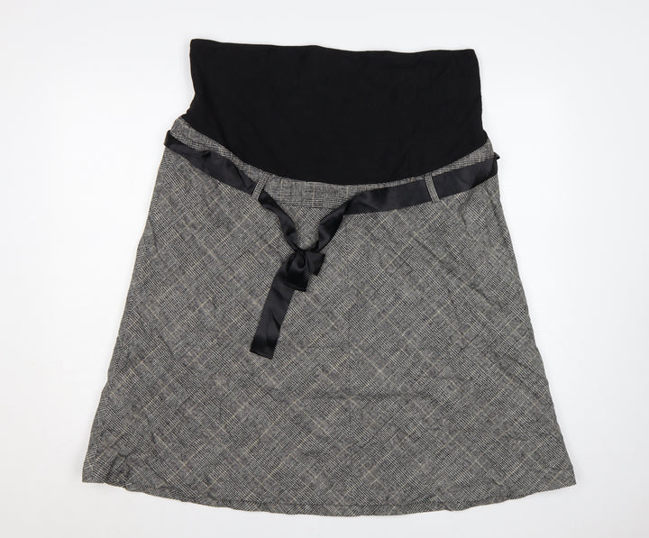 H&M Mama Women’s Grey Check Maternity A-Line Knee Length Skirt UK 16