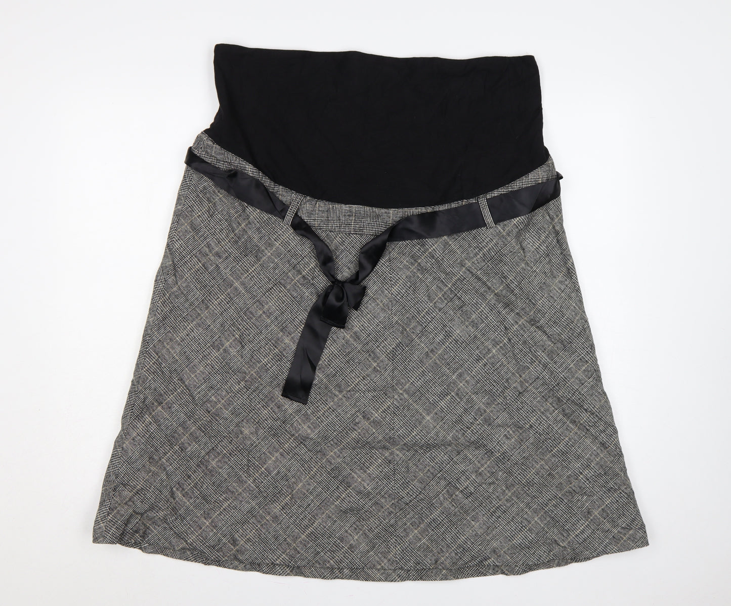 H&M Mama Women’s Grey Check Maternity A-Line Knee Length Skirt UK 16