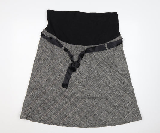 H&M Mama Women’s Grey Check Maternity A-Line Knee Length Skirt UK 16